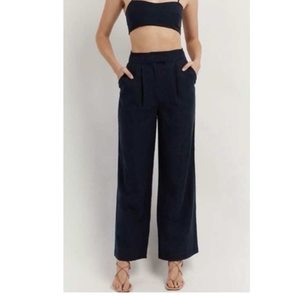 DISSH Karla Tencel Linen Wide Leg Trouser High Waist Minimalist Office